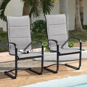 Nuu Garden Patio Dining Chairs Set of 2, High Back Padded Textilene Patio Outdoor Chairs, Breathable Spring Motion Textilene, Gray