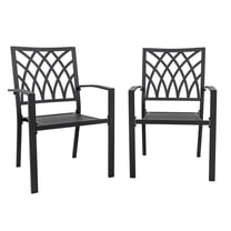 Nuu Garden Patio Outdoor Dining Chairs Set of 2, Portable Patio Dining Chairs, Stackable Patio Chairs Metal Chairs for Backyard Lawn Deck Poolside Porch Bistro, Black