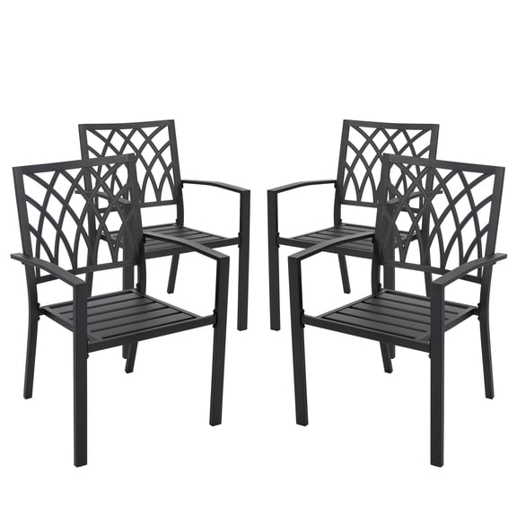 Nuu Garden Patio Outdoor Dining Chairs Set of 4, Portable Patio Dining Chairs, Stackable Patio Chairs Metal Chairs for Backyard Lawn Deck Poolside Porch Bistro, Black