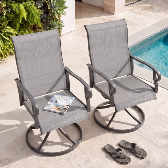 Nuu Garden Patio Swivel Chair Set of 2, Outdoor Dining Chair with High ...