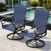 Nuu Garden Patio Swivel Dining Chairs Set of 2, Dining Chairs High Back and Wide Seat with All-Weather Breathable Textilene, Powder-Coated Swivel Rocker Chairs for Lawn, Porch or Garden, Blue