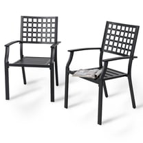 Nuu Garden Outdoor Dining Chair, Patio Dining Chair Set of 2, Stackable Design, All-weather Iron Frame with Powder-coated Finish for Indoors and Outdoors, Patio, Deck, Garden, Yard, Black