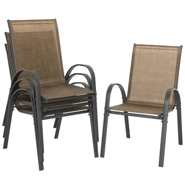 Nuu Garden Set of 4 Patio Dining Chairs, Outdoor Stackable Chairs for All Weather, Breathable Textilene Outdoor Armchair Set, Brown