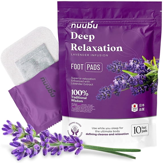 Nuubu | Deep Cleansing Foot Pads for Stress Relief, Better Sleep & Foot Care | Premium Japanese Organic Foot Patches with Lavender, 10 Patches, Pack of 1