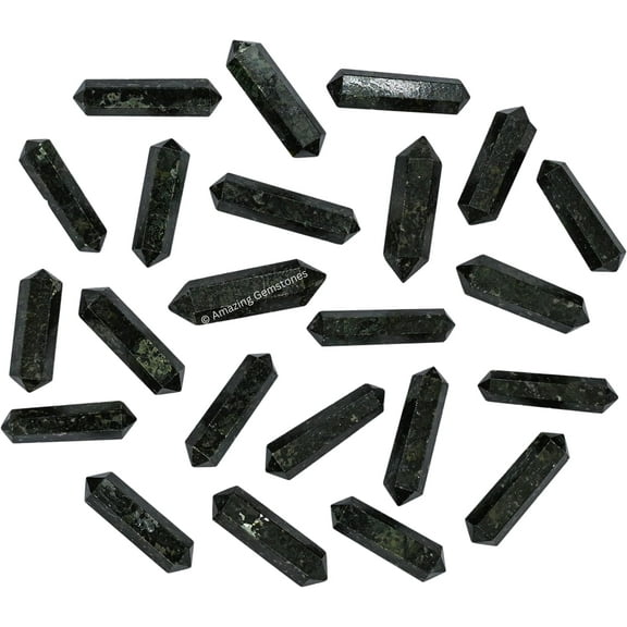 Nuummite Crystal Points Bulk 3 Pcs, Hexagonal Healing Point Double Terminated