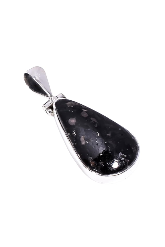 Nuummite Gemstone 925 Sterling Silver Handmade Statement Pendant Gift Jewelry for Her