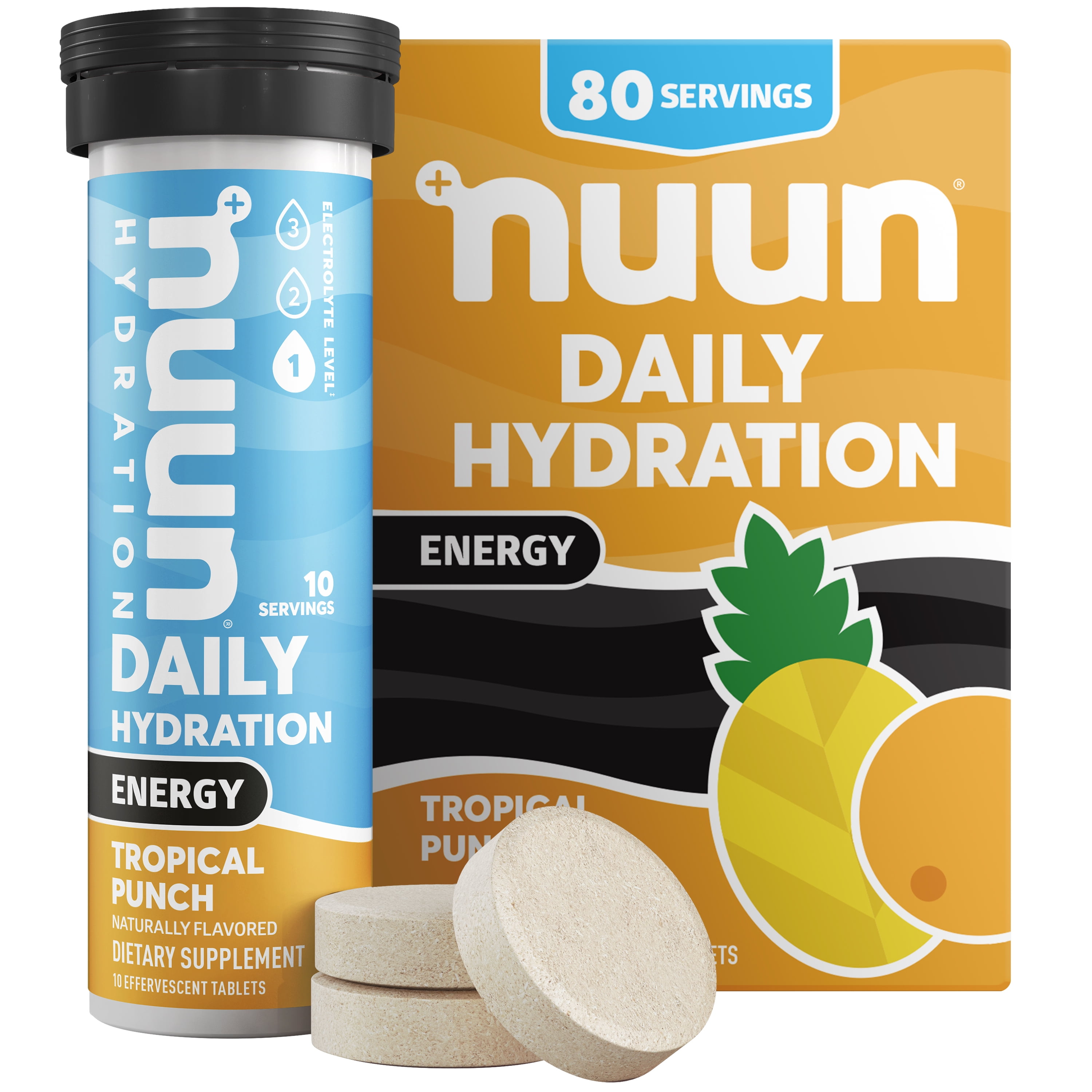Nuun Energy: Electrolyte Drink Tablets, Caffeine, B Vitamins, Ginseng, Tropical Punch, 8-Pack