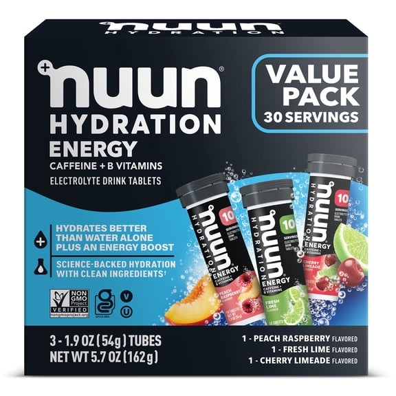 Nuun Energy Caffeine + B Vitamins Electrolyte Hydration Tablets - Mixed Flavors - 30 Servings