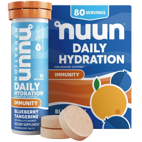 Nuun Hydration Immunity Electrolyte Tablets With Vitamin C, Blueberry Tangerine, 8 - 10 Count Tubes