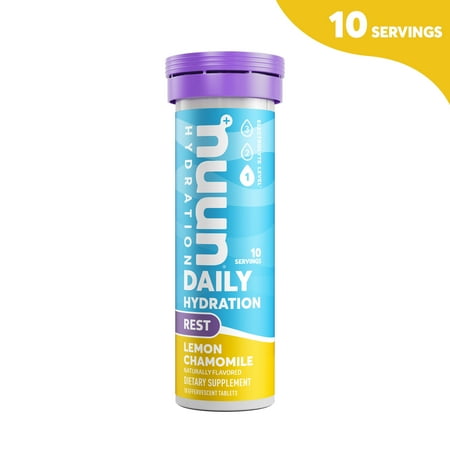 Nuun Hydration Rest and Recovery Electrolyte Tablets, Lemon Chamomile, 10 Count Tube