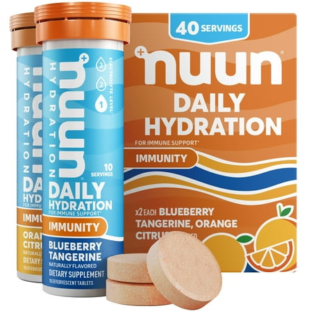 Nuun Immunity: Immune Support Supplement, Blueberry Tangerine + Orange Citrus, 4-Pack (40 Servings)