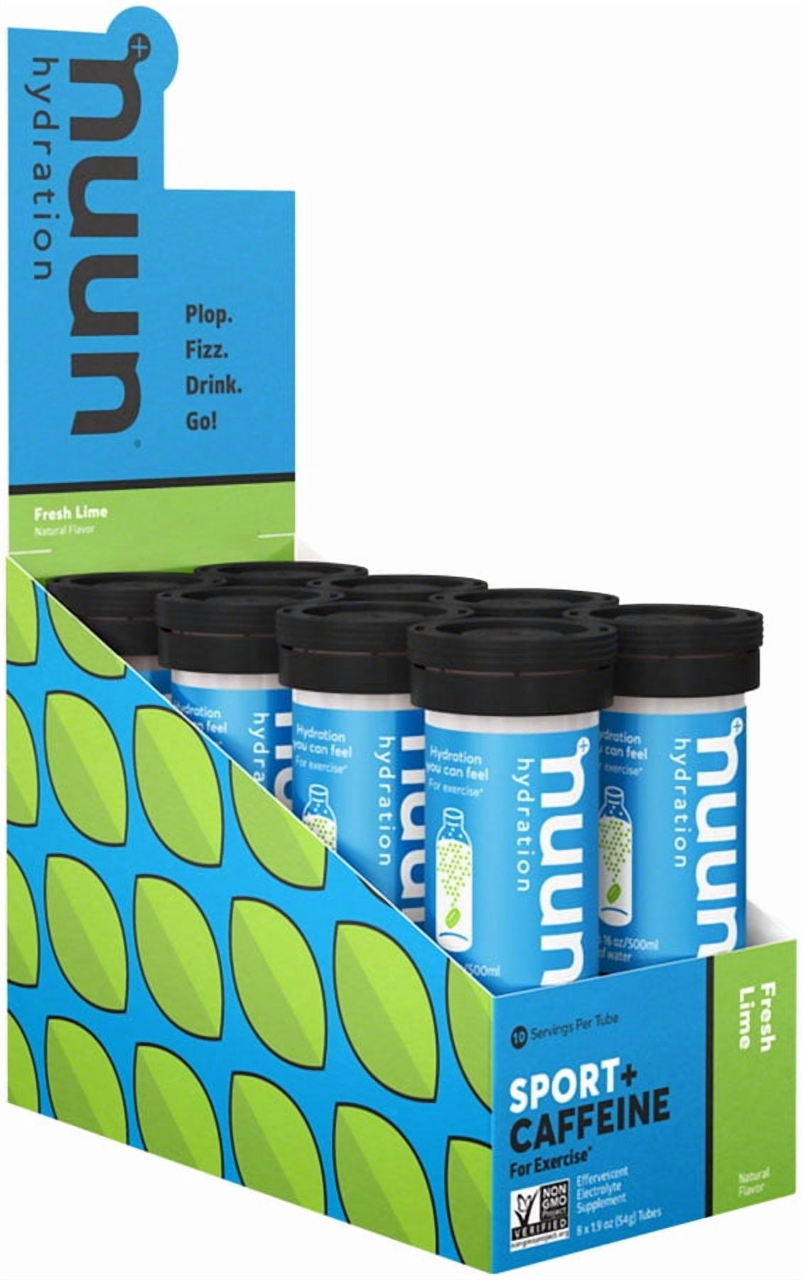 Nuun Sport +Caffeine Electrolyte Tablets for Proactive Hydration, Fresh Lime, 8 - 10 Count Tubes