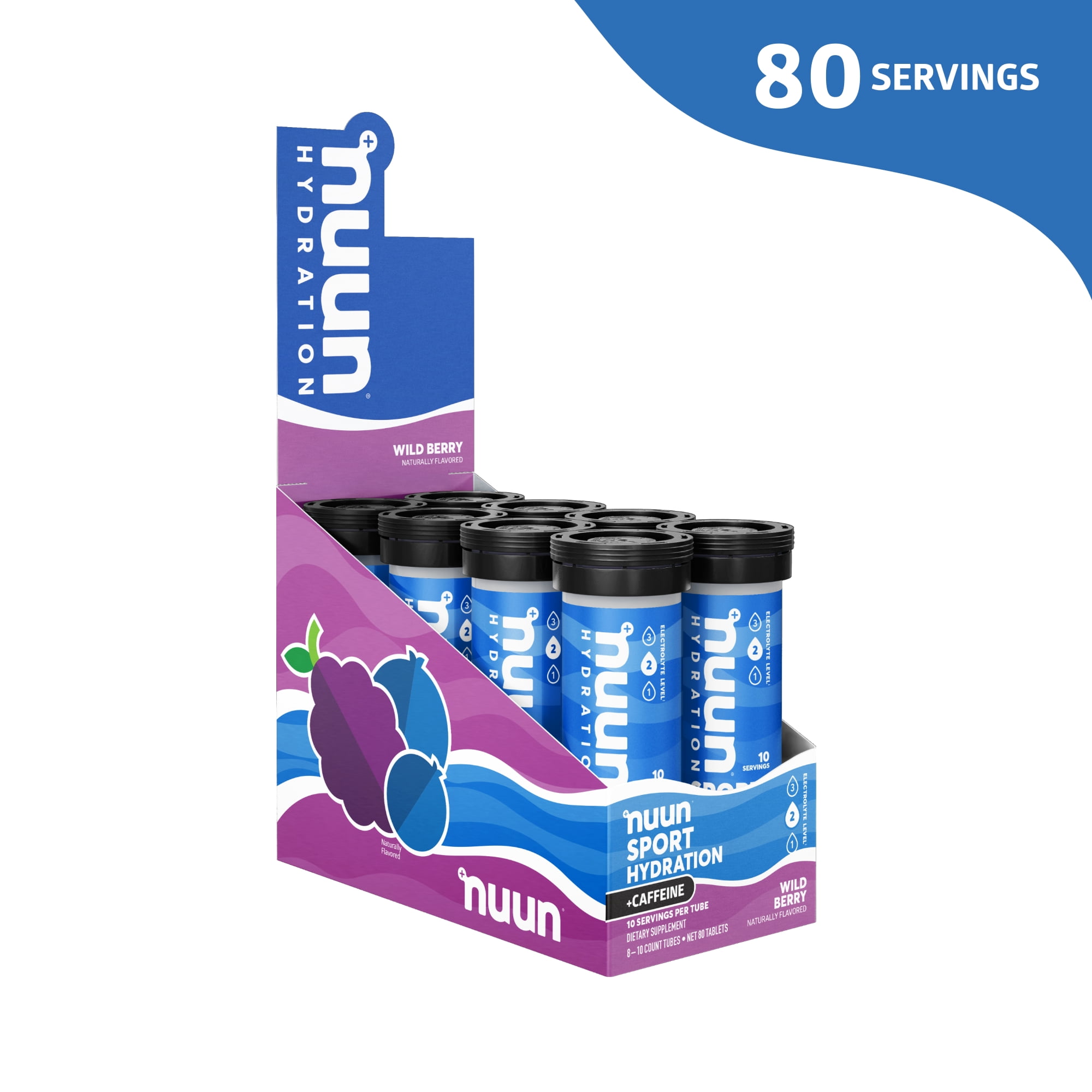 Nuun Sport +Caffeine Electrolyte Tablets for Proactive Hydration, Wild
