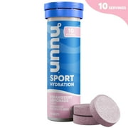 Nuun Sport Electrolyte Sports Drink Water Enhancer Mix Tablets for Proactive Hydration, Strawberry Lemonade, 10 Count Tube