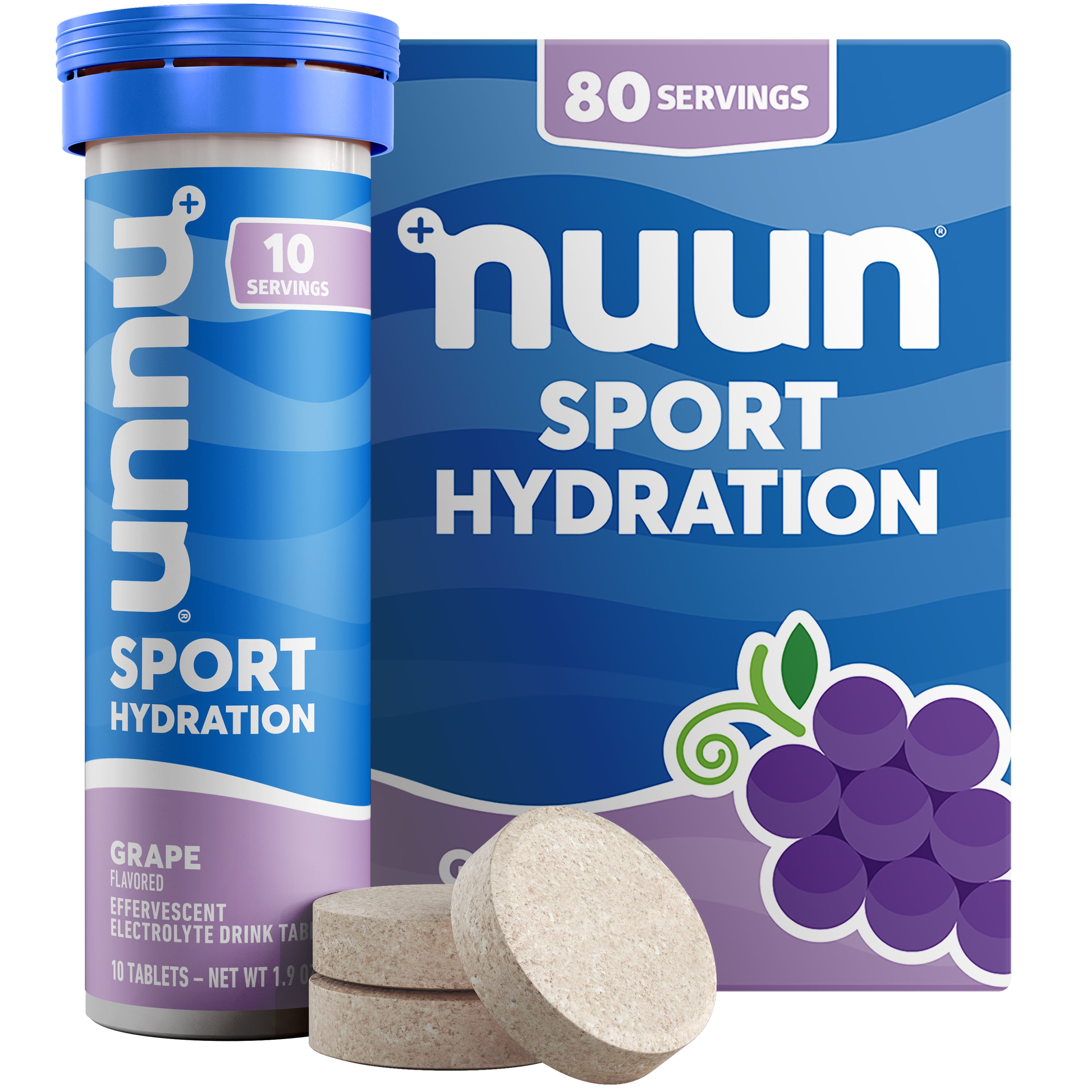 Nuun Sport Electrolyte Tablets for Proactive Hydration, Grape, 8 - 10 Count Tubes