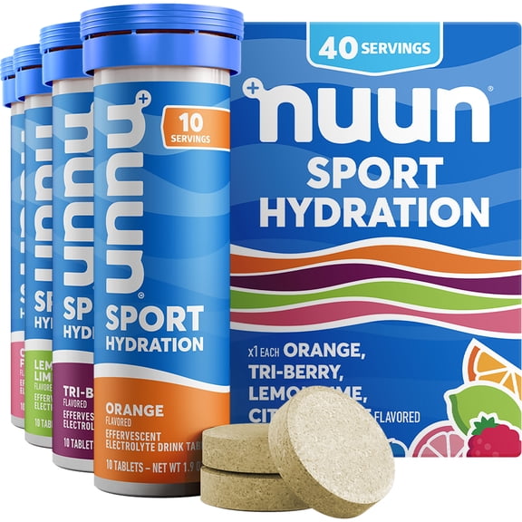 Nuun Sport: Electrolyte Drink Tablets, Citrus Berry Mixed Box, 4 Tubes (40 Servings)