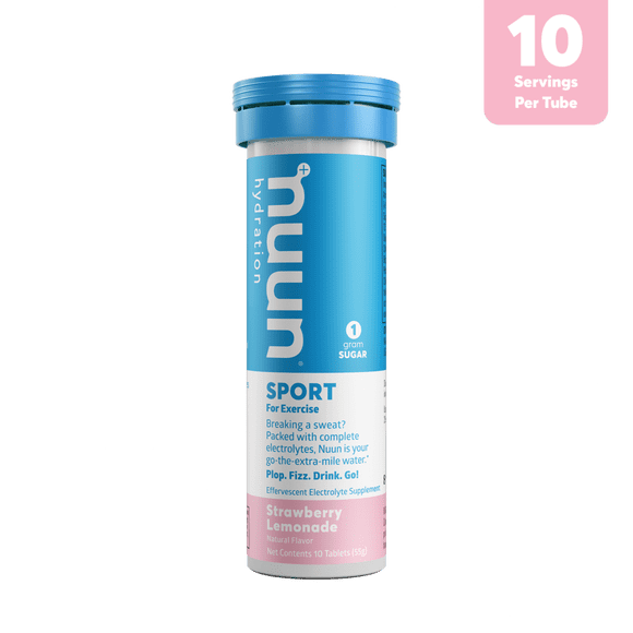Nuun Sport Electrolyte Tablets for Proactive Hydration, Strawberry Lemonade, 10 Count Tube