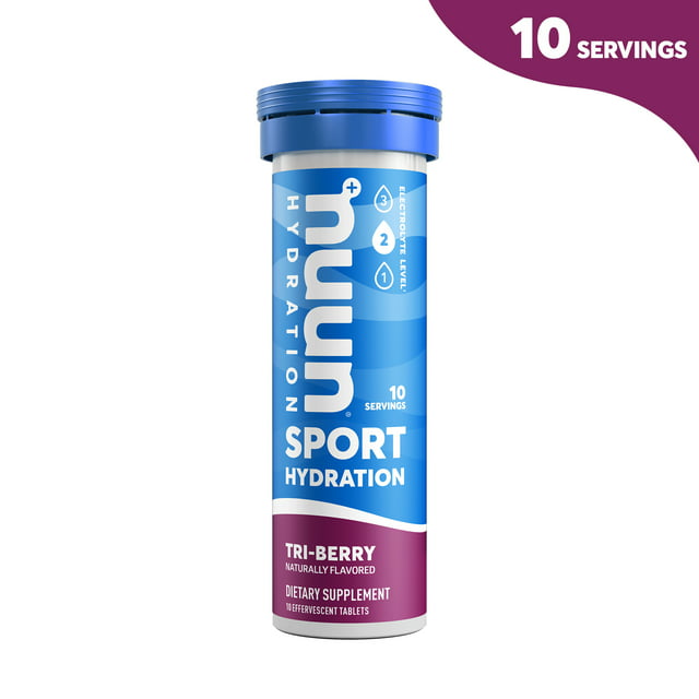 Nuun Sport Electrolyte Tablets for Proactive Hydration, Tri-Berry Tablets, 10 Count Tube