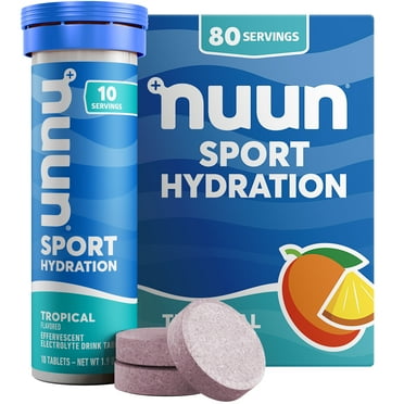Nuun Sport Electrolyte Tablets for Proactive Hydration, Tropical Fruit, 8 - 10 Count Tubes