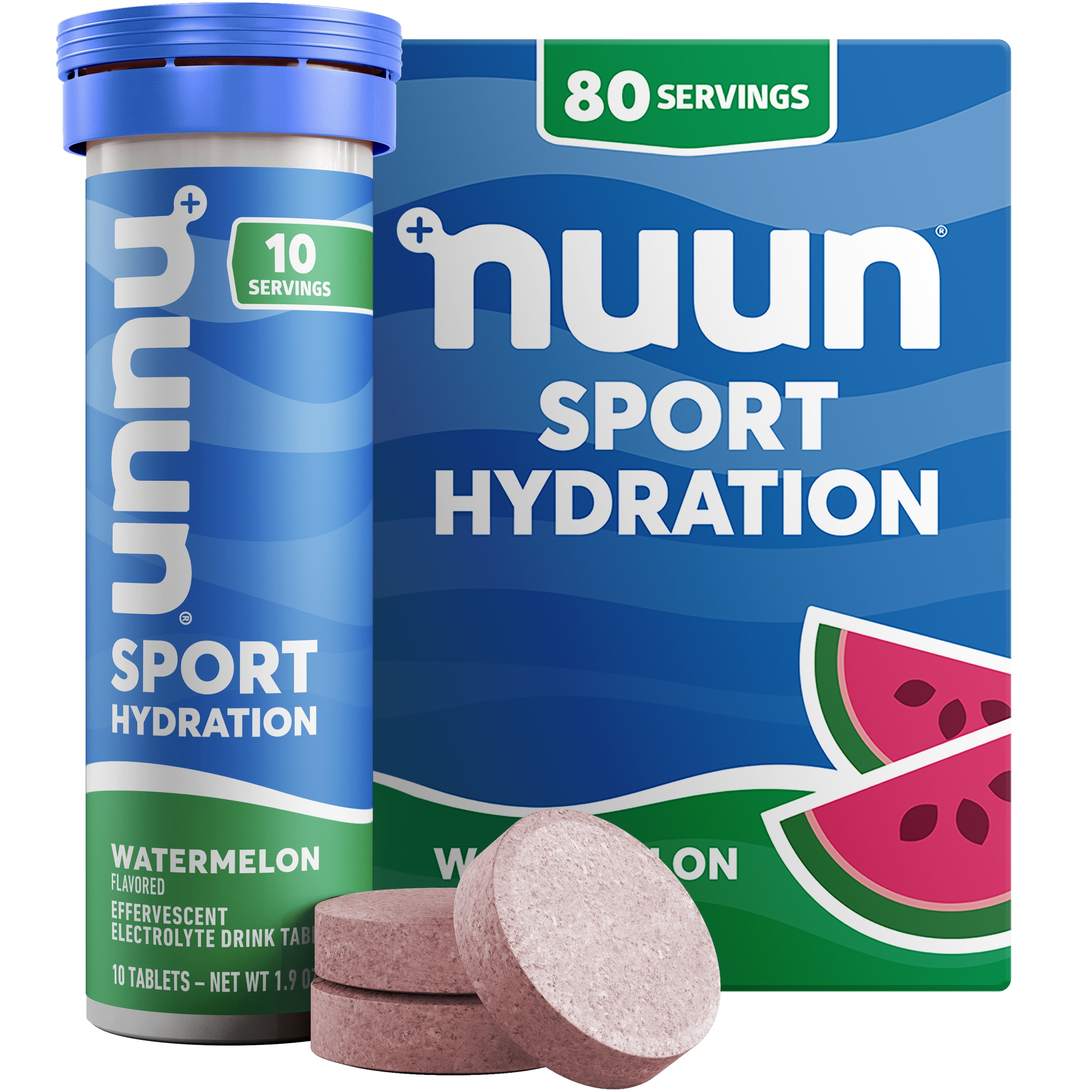 Nuun Sport Electrolyte Tablets for Proactive Hydration, Watermelon, 8 - 10 Count Tubes