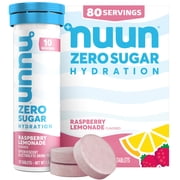 Nuun Zero Sugar Hydration Electrolyte Tablets, Raspberry Lemonade 80 Total Servings