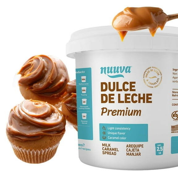 Nuuva Foods Premium Dulce BDF32 de Leche - Authentic Creamy Caramel Spread - Perfect for Desserts, Baking, and Spreading, Caramel, Carmel Syrup, Dulce De Leche Syrup - 2.5 lbs
