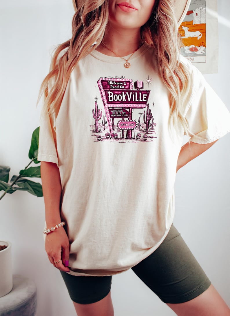 Nuvello Bookville Tough Shirt Western Book Lover Tee Retro Bookish Nuvello Bookville Tough Shirt Western Book Lover Tee Retro Bookish