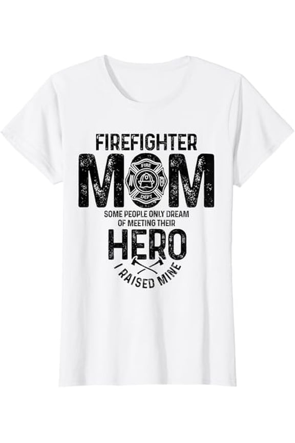 Nuvello Firefighter Mom Proud Fireman Mother's Day Fire Department T-Shirt Full Size S-5XL