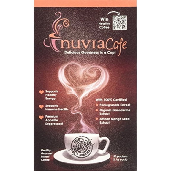 Nuvia Healthy Gourmet Instant Coffee, Dairy Free, Lactose Free, No GMOs, No Salt, Soy Free, Vegan, with Organic Ganoderma, Pomeg