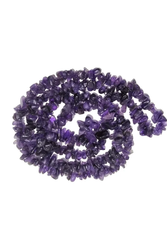 Nuvin Amethyst Mala Necklace Natural Crystal Stone Chip Bead Mala for Reiki Healing & Crystal Healing Stone for Unisex
