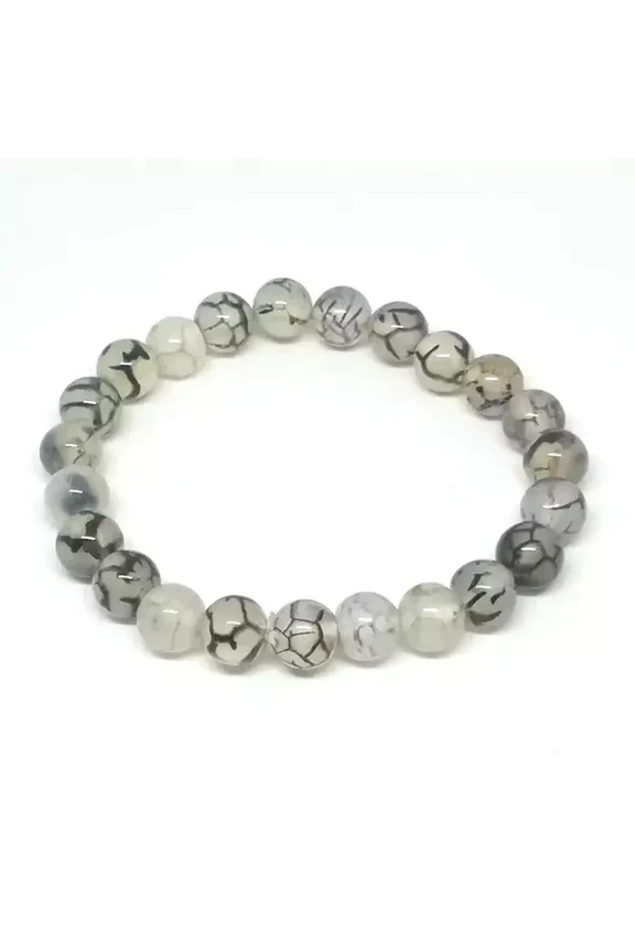 Nuvin Dragon Vein Agate Bracelet Natural Crystal Healing Bracelet Gemstone Jewellery Beaded Stone Bracelet for Men & Women