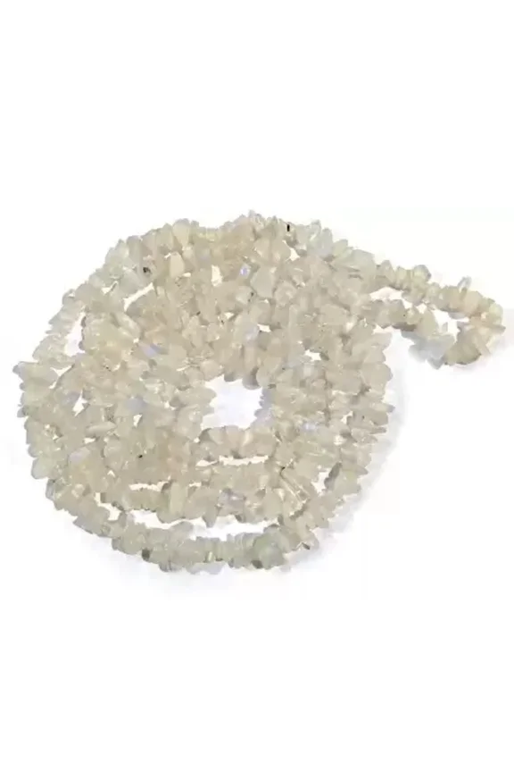 Nuvin Moonstone Gemstone Mala Necklace Natural Crystal Stone Uncut Chip AAA Quality Beads Mala for Reiki Healing & Crystal Healing Stone for Unisex