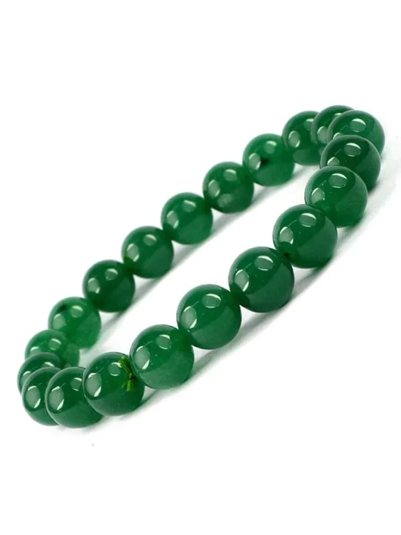 Nuvin Natural Green Aventurine Bracelet Beads Bracelet Round Shape for Reiki Healing and Crystal Healing Stone Semi Precious Gemstones Stretchable Bracelet