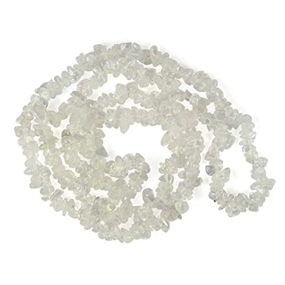 Nuvin Quartz Crystal Gemstone Mala Necklace Natural Crystal Stone Chip Bead Mala for Reiki Healing & Crystal Healing Stone for Unisex