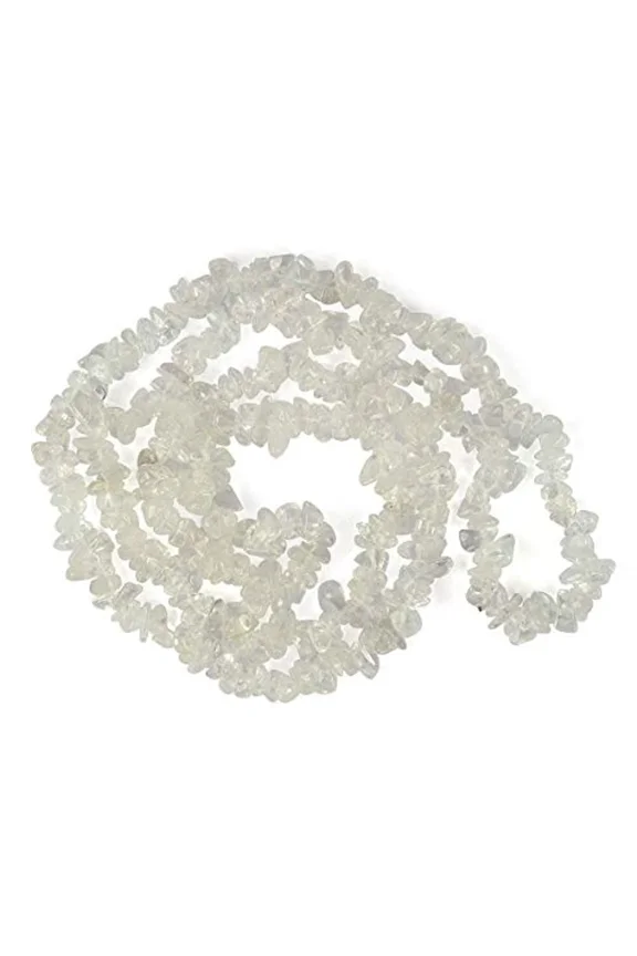 Nuvin Quartz Crystal Gemstone Mala Necklace Natural Crystal Stone Chip Bead Mala for Reiki Healing & Crystal Healing Stone for Unisex