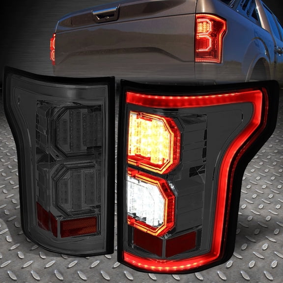 Nuvision 3D Crystal LED Tail Light Brake Parking Lamp for 15-17 Ford F150, Smoked Lens