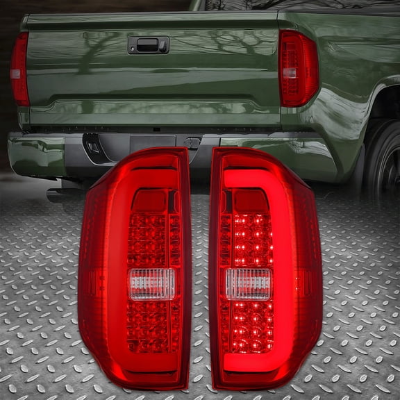 Nuvision 3D LED C-Tube Bar Tail Light Brake Lamps for 14-21 Toyota Tundra, Red Housing