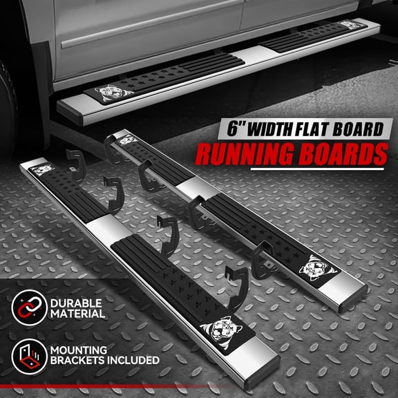 Nuvision 6" Tactical Bulldog Running Board Side Step Nerf Bar for 07-19 Silverado Sierra Crew Cab