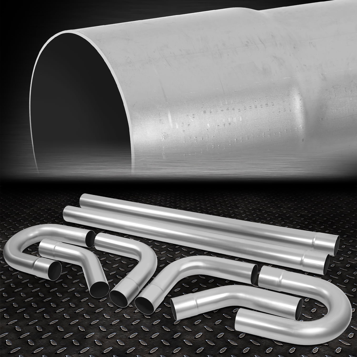 Nuvision 8Pcs 3"OD DIY Custom Mild Steel Mandrel Exhaust Tubing Bend Straight Pipe Kits