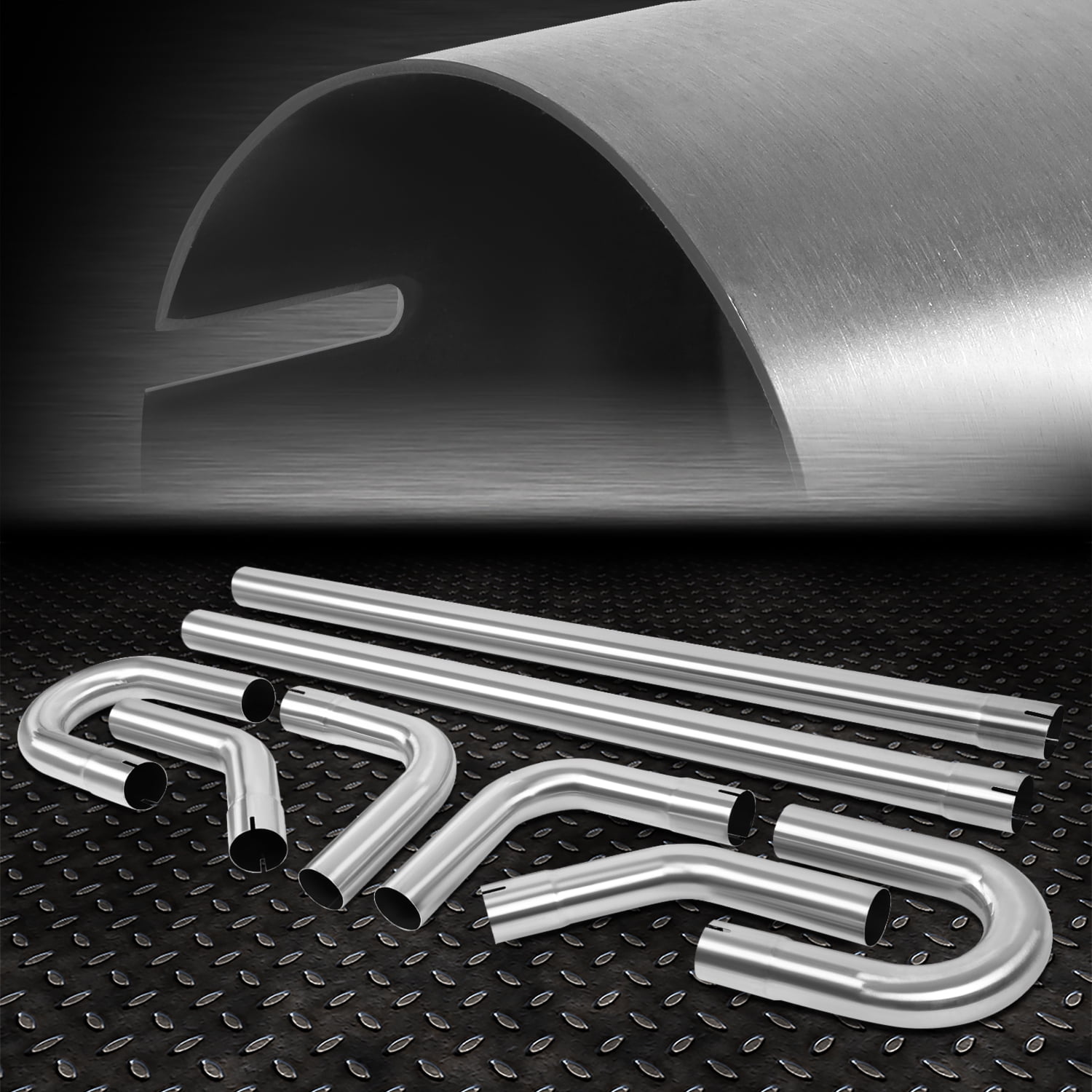 Nuvision 8Pcs 3"OD Stainless Steel Mandrel Bend Straight U-Bend Custom Exhaust Pipe Kit