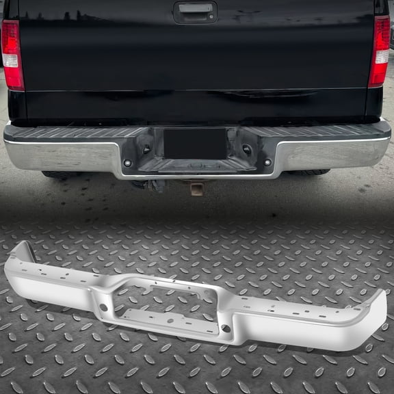 Nuvision Chrome Rear Bumper Face Bar w/o Sensor Holes for 04-06 Ford F 150 Fleetside