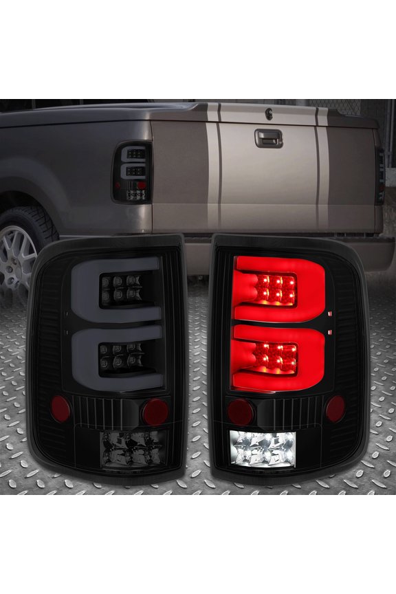 LED C-Tube Bar Tail Light Rear Brake Lamps Set Tinted for 04-08 Ford F150 Lobo