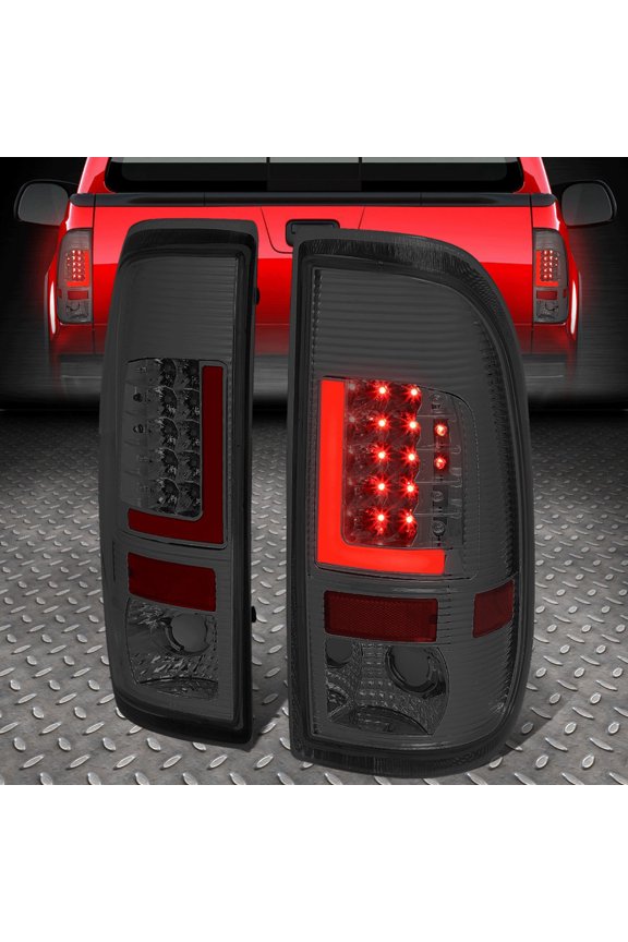 LED Red L-Shape Tail Light Rear Brake Lamps for 08-16 Ford Super Duty, Smoked