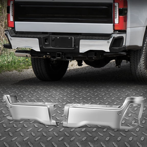 Nuvision Left + Right Chrome Rear Bumper End Caps for 23-25 F250 F350 SD w/ Sensor Holes