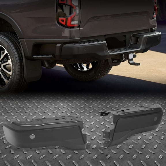 Nuvision Left & Right Rear Black Bumper End Caps w/ Sensor Holes for 19-23 Ford Ranger