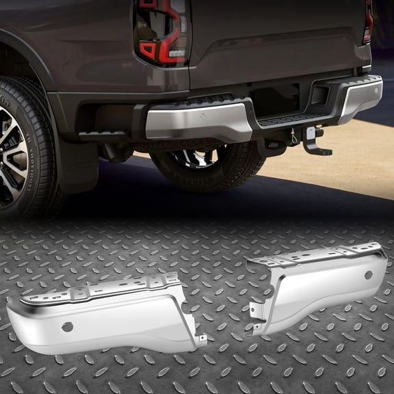 Nuvision Left & Right Rear Chrome Bumper End Caps w/ Sensor Holes for 19-23 Ford Ranger