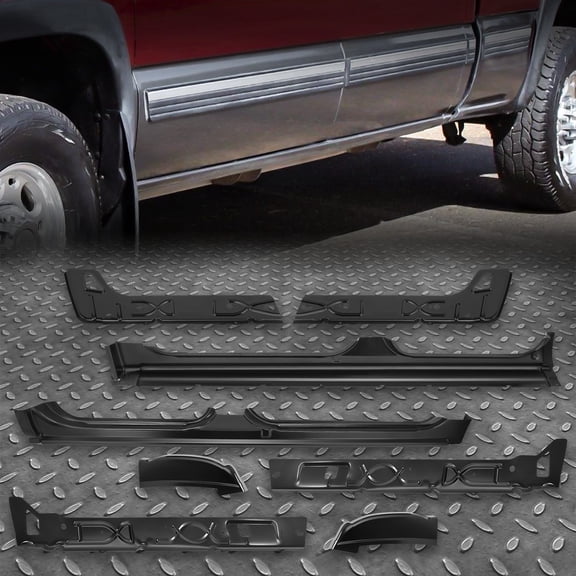 Nuvision Left & Right Rocker Panels for 01-07 Silverado Sierra 1500 2500 3500 HD Crew Cab