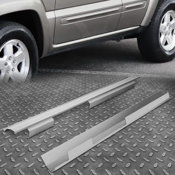 Nuvision Left & Right Stamped Steel Slip On Rocker Panels for 02-07 Jeep Liberty 4-Door