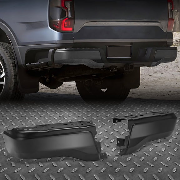 Nuvision Pair Black Rear Bumper End Caps w/o Parking Sensor Holes for 19-23 Ford Ranger