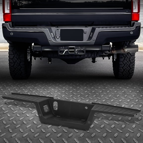 Nuvision Rear End Cap Bumper Step Pad Cover w/ Sensor Holes For 17-22 Ford F250 F350 SD